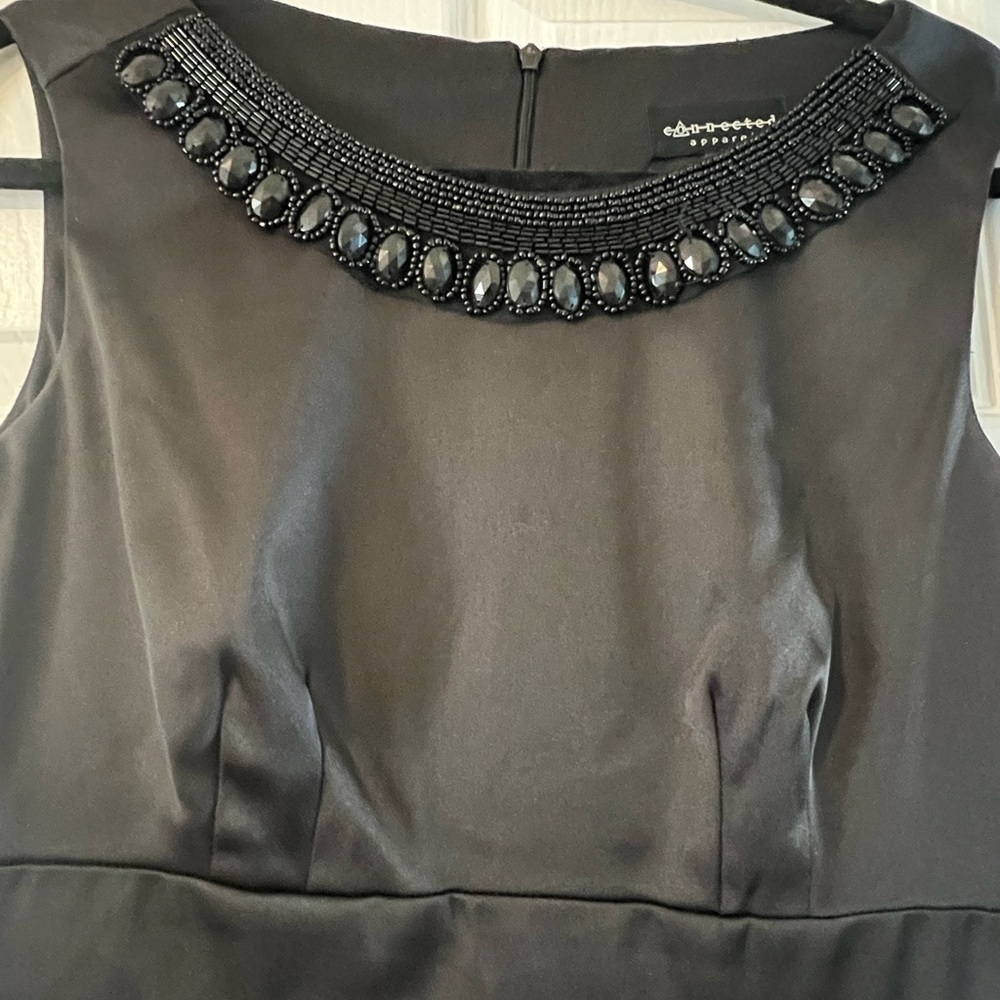 Connected Apparel Black Dress with Beaded Detail.